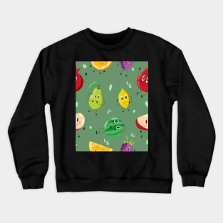Funny Fruits - Green Background Crewneck Sweatshirt